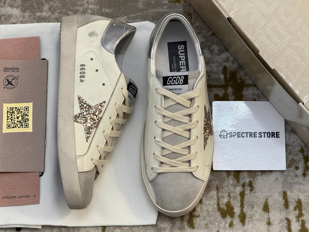 Super Star With Gold Glitter Star and Ice-Gray Suede Inserts