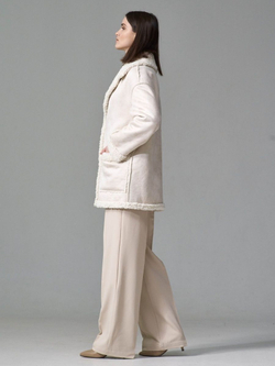 Двусторонняя дубленка из искусственного меха тедди чебурашка, SilverFox (арт. S1183-200)