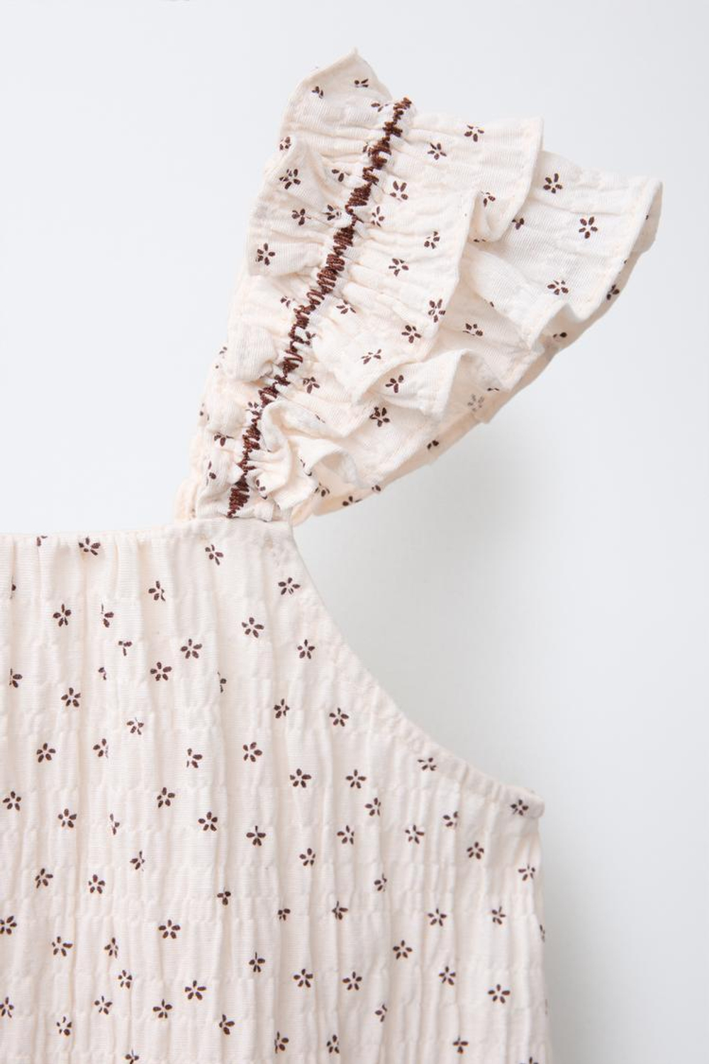 ZARA ТОП С ПРИНТОМ И КИСТЯМИ, СВЕТЛЫЙ ЭКРЮ