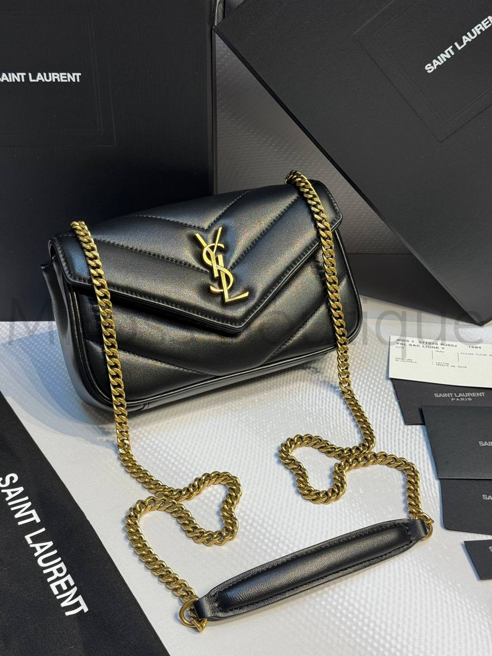 Женская сумка Yves Saint Laurent Small Loulou Matelasse черного цвета большая