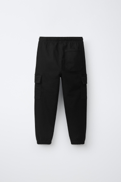 ZARA БРЮКИ КАРГО, ЧЕРНЫЙ