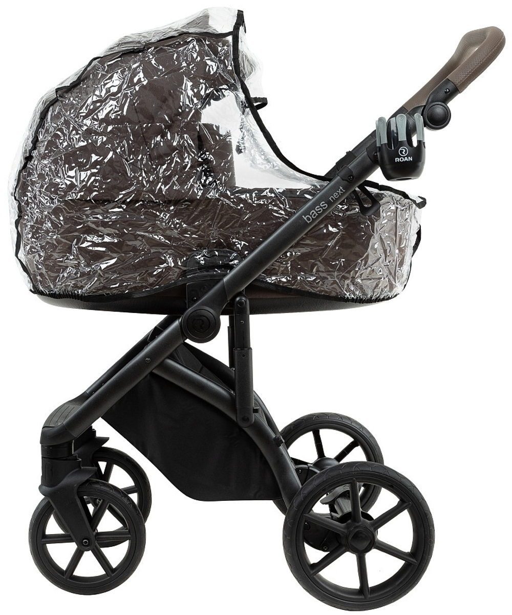 Детская коляска Roan Bass Next 2.0 3 в 1 с автокреслом Pituso Baesa Pro Black,Beige Canopy BSN/44/2 Turkish Coffe/Black/руч.Cappuccino