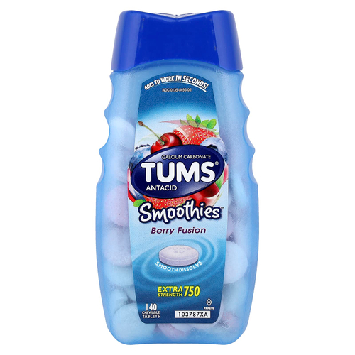 Tums, антацид, ягодное смузи, 140 жевательных таблеток (750 мг в 1 таблетке)