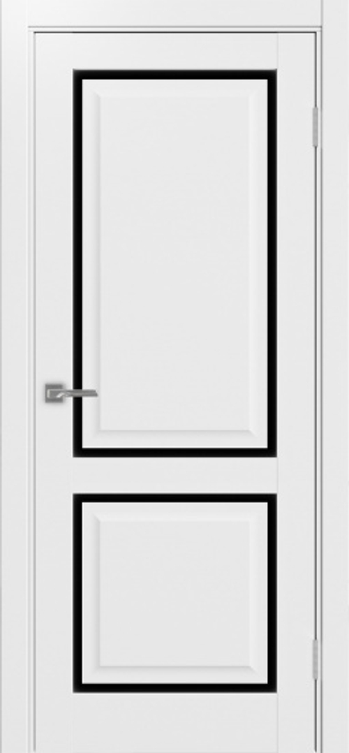 Межкомнатная дверь Optima Porte ТОСКАНА 602С.2121 "Белый снежный" Чёрное стекло