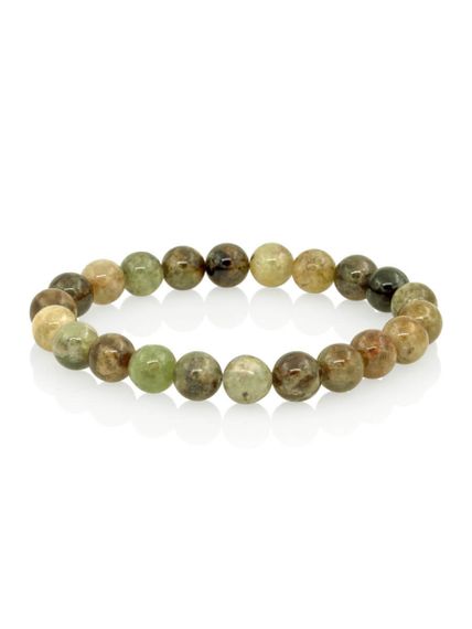 Браслет из камней везувиана (зеленого граната) фотография, вид сбоку