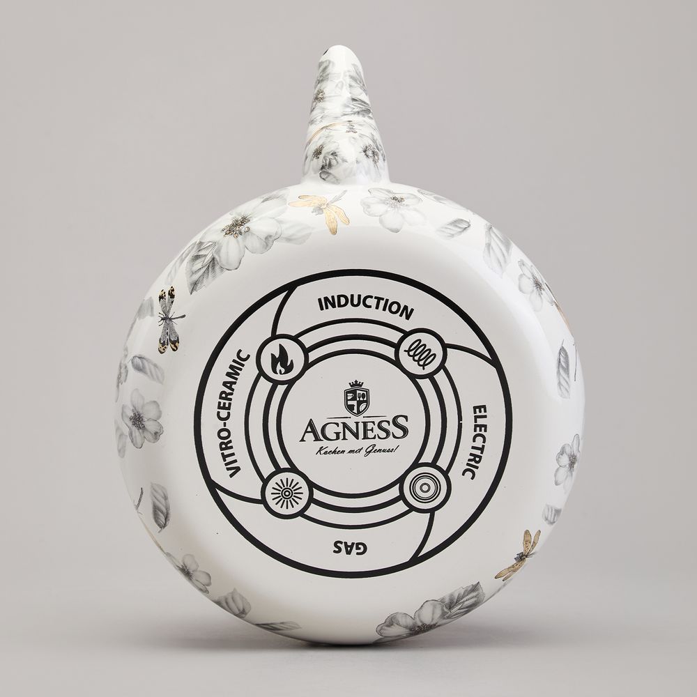 ЧАЙНИК ЭМАЛИРОВАННЫЙ AGNESS, СЕРИЯ ЯБЛОНЕВЫЙ САД, 2,2Л ПОДХОДИТ ДЛЯ ИНДУКЦИОН.ПЛИТ