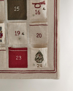 ZARA HOME РОЖДЕСТВЕНСКИЙ ВЫШИТЫЙ АДВЕНТ-КАЛЕНДАРЬ, РАЗНОЦВЕТНЫЙ