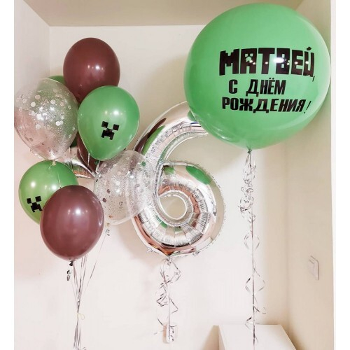 Сет из шаров «Мастер Майнкрафт» на День Рождения