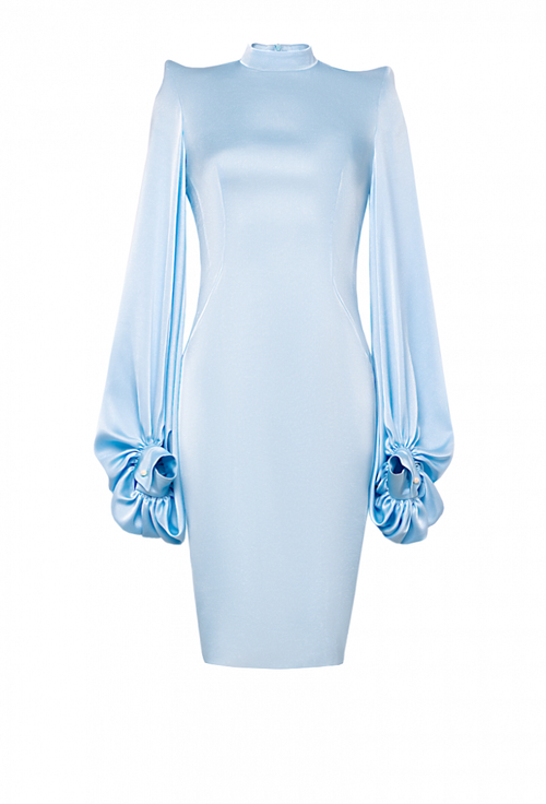 Платье-футляр небесно-голубое 08-03-21SS