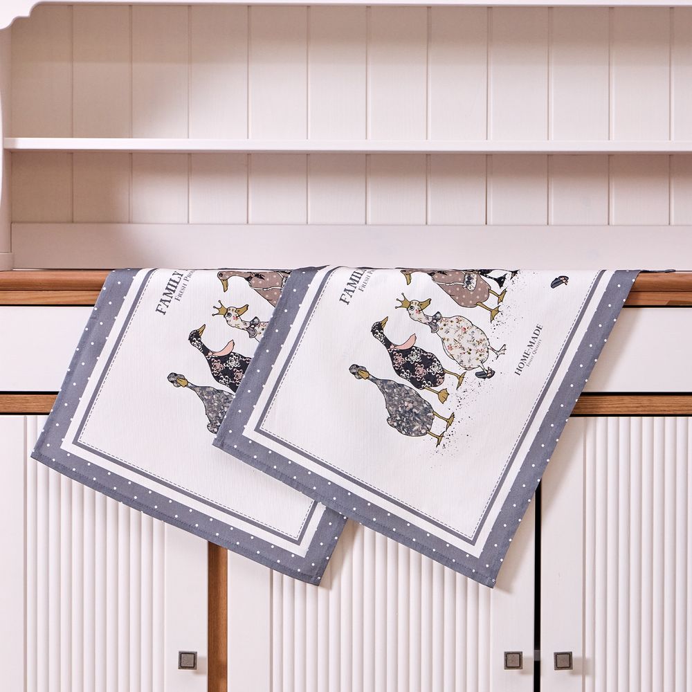 НАБОР ПОЛОТЕНЕЦ ИЗ 2-ХШТ "FAMILY FARM",40Х60СМ, 100% ХЛОПОК,ГРАФИТ