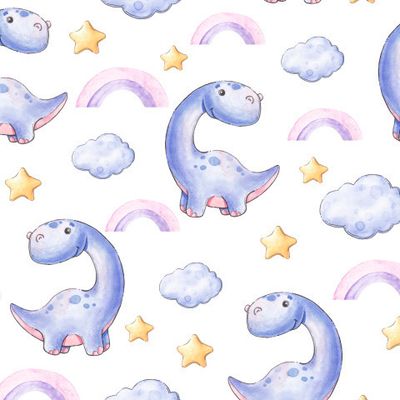 Милые динозавры. Акварельный принт.