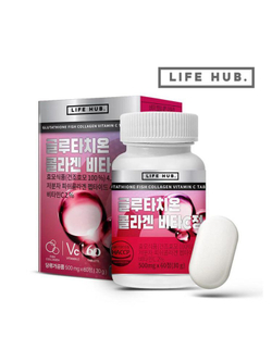 LIFE HUB Glutathione Fish Collagen Vitamin С Tablets биологически активная добавка к пище с коллагеном, витамином С и глутатионом