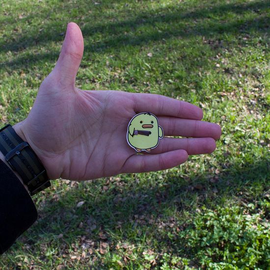 Значок деревянный (брошь)  Утка Мем Bad. Fire Pin