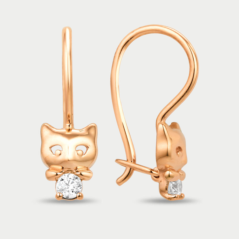 Серьги детские с фианитами из розового золота 585 пробы (арт. 002135-1100)