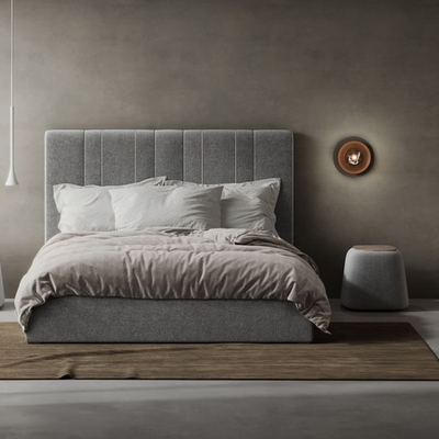 Кровать Мэлани в сером велюре-букле 180