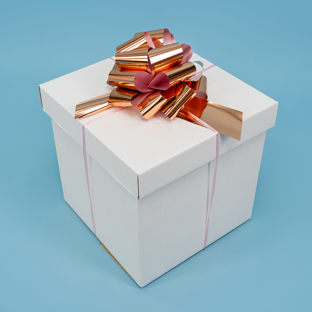 Бант-шар в цвете розовое золото, металлик, 21 см/ 36 см