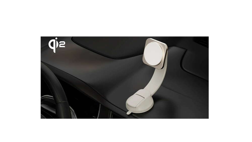 Держатель с беспроводной зарядкой MOMAX Q2. Mag 2-in-1 Magnetic Wireless Charging Car Mount Qi2/15W, Natural Titanium