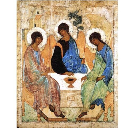Святая Троица иконописца Андрея Рублева деревянная икона на левкасе