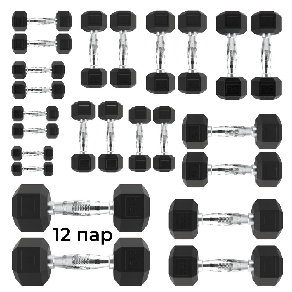 Гантельный ряд DFC от 1 кг до 15 кг