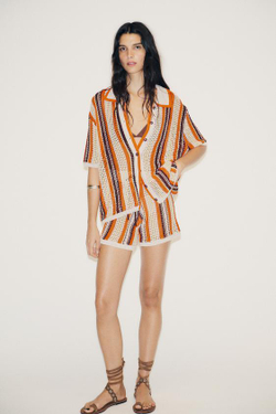 ZARA ТРИКОТАЖНЫЕ ШОРТЫ, РАЗНОЦВЕТНЫЙ