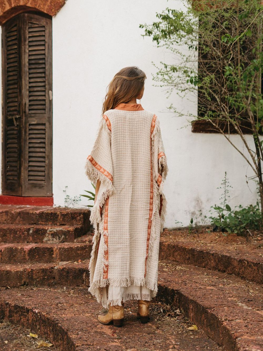 Berber пальто-пончо (беж/коралл)