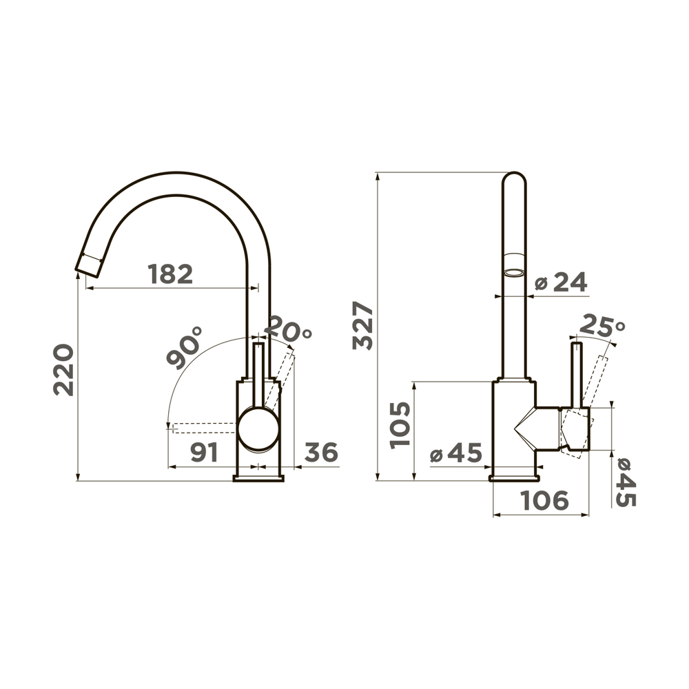Смеситель для кухни  Omoikiri Shinagawa-P-PL латунь/платина
