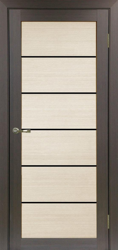 Экошпон Оптима Порте Турин 506.12 комби, стекло лакобель чёрное, цвет венге/беленый дуб, остекленная