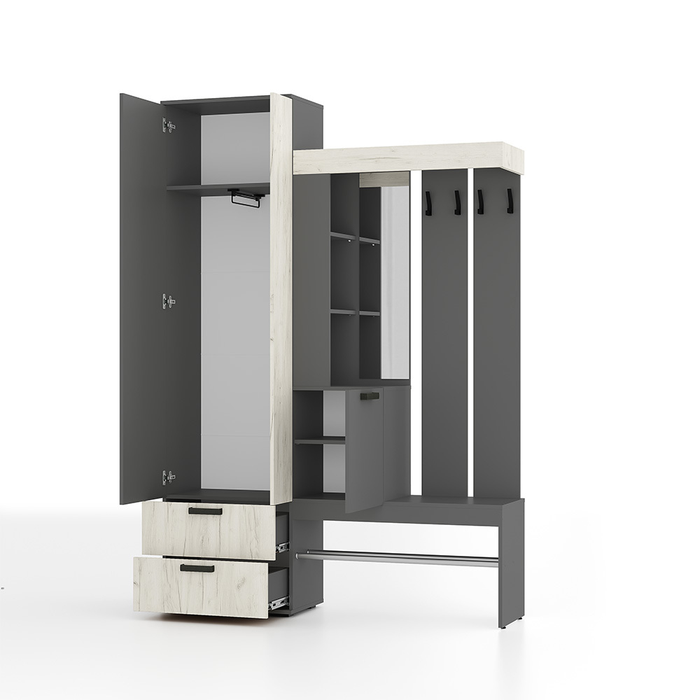 Прихожая "Трамп" Графит/дуб крафт белый