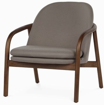 Кресло Aleman натуральное дерево и коричневая ткань 