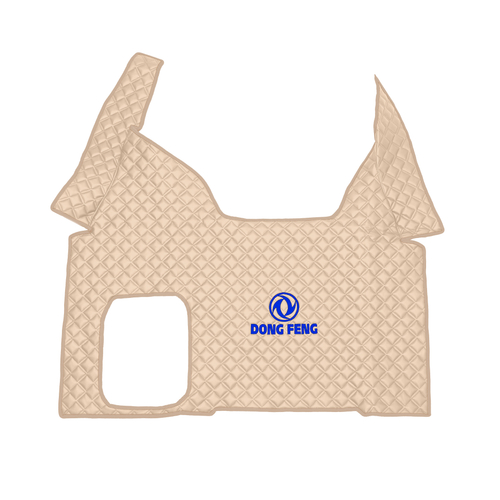 Ковры DongFeng GX, (экокожа, бежевый, бежевый кант, синяя вышивка)