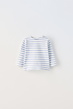 ZARA ФУТБОЛКА В ПОЛОСКУ, СИНИЙ