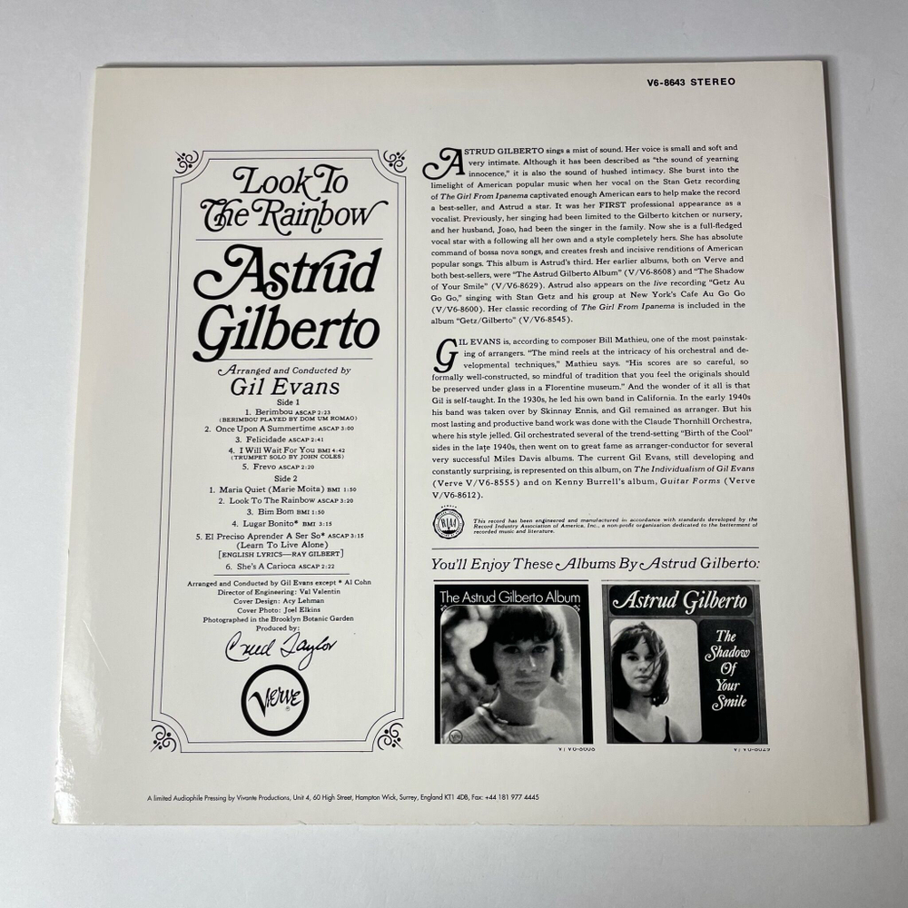 Винтажная виниловая пластинка LP Astrud Gilberto Look To The Rainbow (Germany 2000)