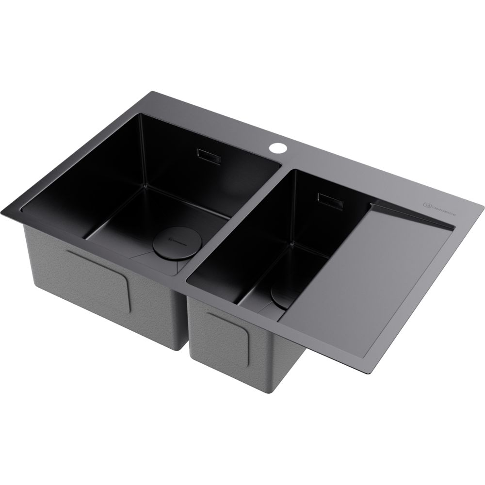 Мойка Omoikiri Akisame 78-2-L-GM нерж. сталь/вороненая сталь