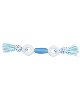 CanineClean игрушка для собак Регби и 2 кольца нейлон/синтет. резина 39 см с ароматом мяты, голубой