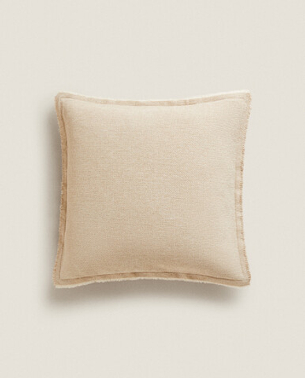 ZARA HOME ЧЕХОЛ ДЛЯ ДЕКОРАТИВНОЙ ПОДУШКИ ИЗ СИНЕЛИ, СВЕТЛО-БЕЖЕВЫЙ