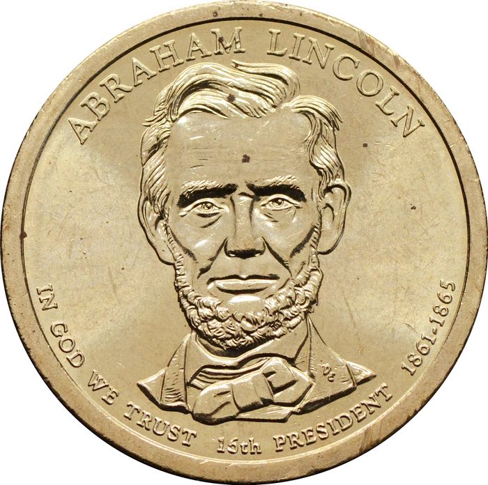 1 доллар (dollar) 2010 P США «Президент США - Авраам Линкольн (1861-1865)»