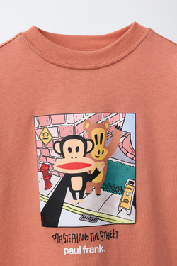ZARA ФУТБОЛКА С ПРИНТОМ PAUL FRANK™, МЕДНЫЙ