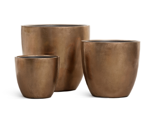 Кашпо TREEZ Effectory Metal Округлый конус Тёмное матовое золото в-37, д-40 см 41.3320-04-031-BRS-40