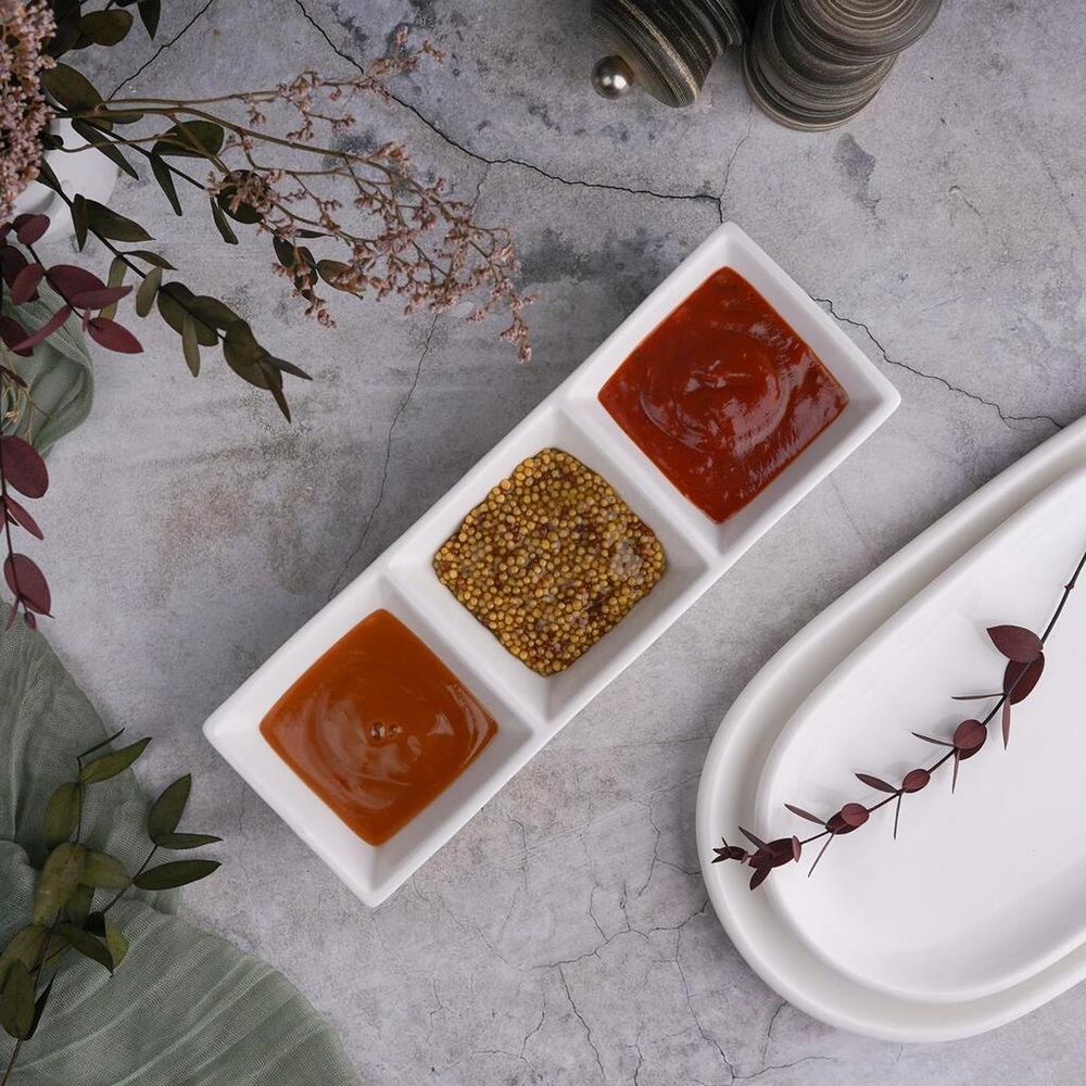 Менажница 23,5*8 см h4,6 см 3 отделения белая фарфор NEW P.L. Proff Cuisine [3]