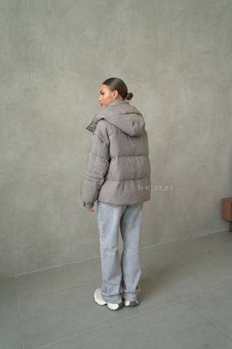 Шоколадный пуховик-трансформер на молнии