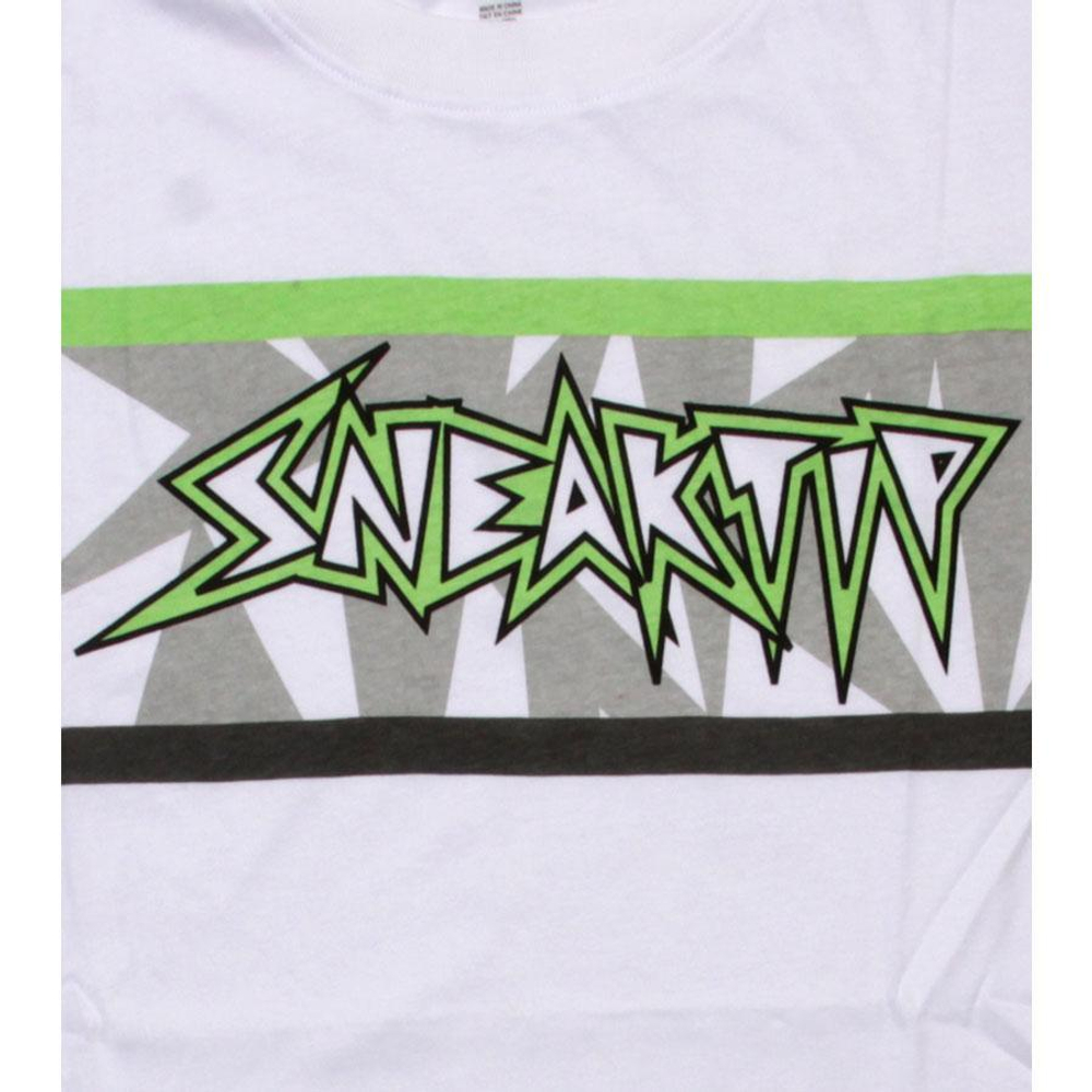 Футболка Sneaktip Edges белая с зеленым принтом вблизи