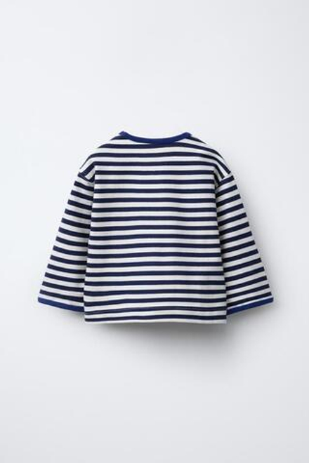 ZARA ФУТБОЛКА В ПОЛОСКУ, СИНИЙ