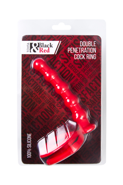 Насадка на пенис для двойного проникновения Black&Red by TOYFA, силикон, красная, 19,5 см