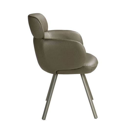 Поворотное кресло 4202 из экокожи оливково-зеленого цвета