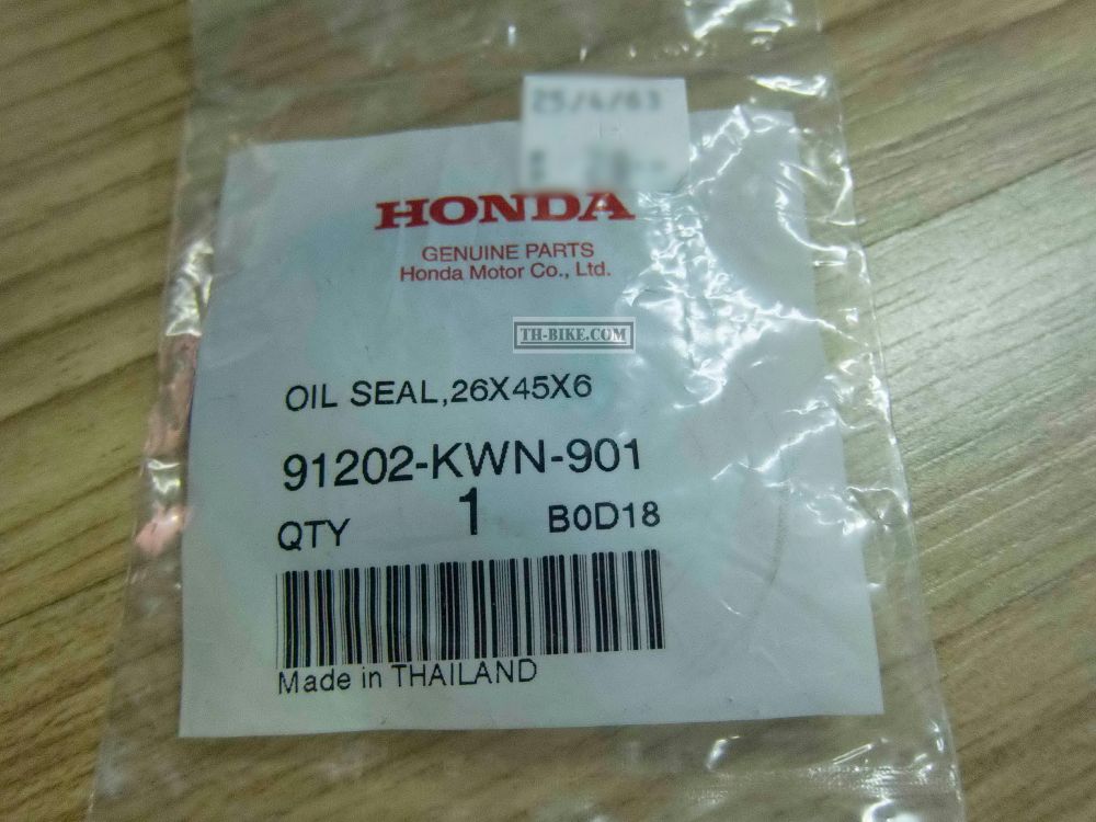 91202-KWN-901. OIL SEAL, 26X45X6. HONDA