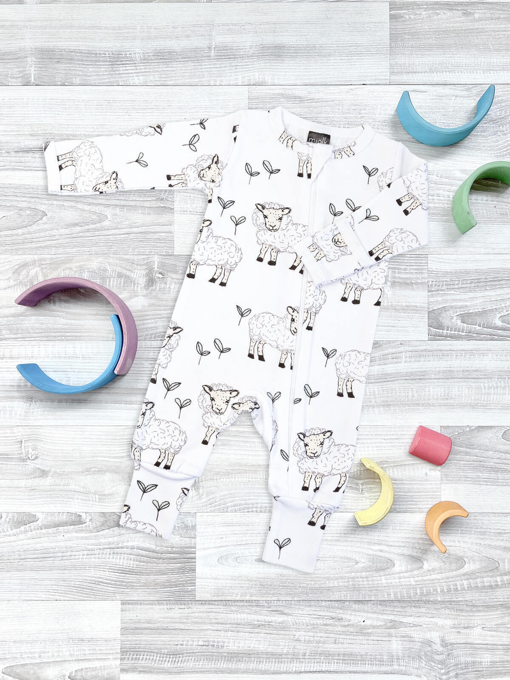 Комбинезон Mjölk Sleep and Play Овечки, на манжетах