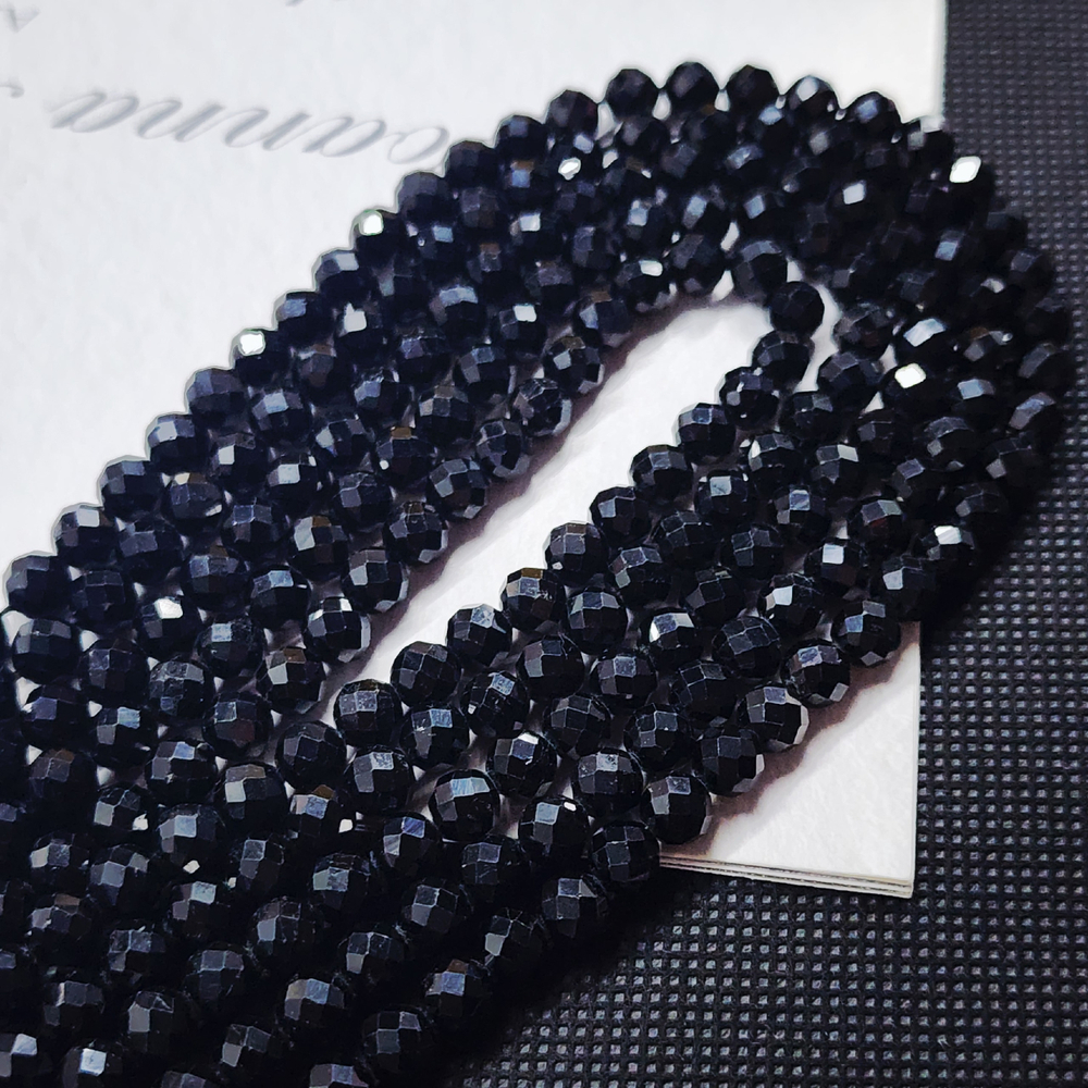 Турмалин чёрный, природный, шар, огранка, 6мм