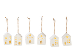 Декор подвесной светодиодный "Домик" в ассортименте 6,5x5x7,5см, наб. 6шт Керамика