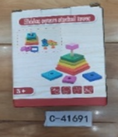 Развивающая игрушка деревянная Пирамидка сортер квадрат основание + 8 слоев, коробка C-41691