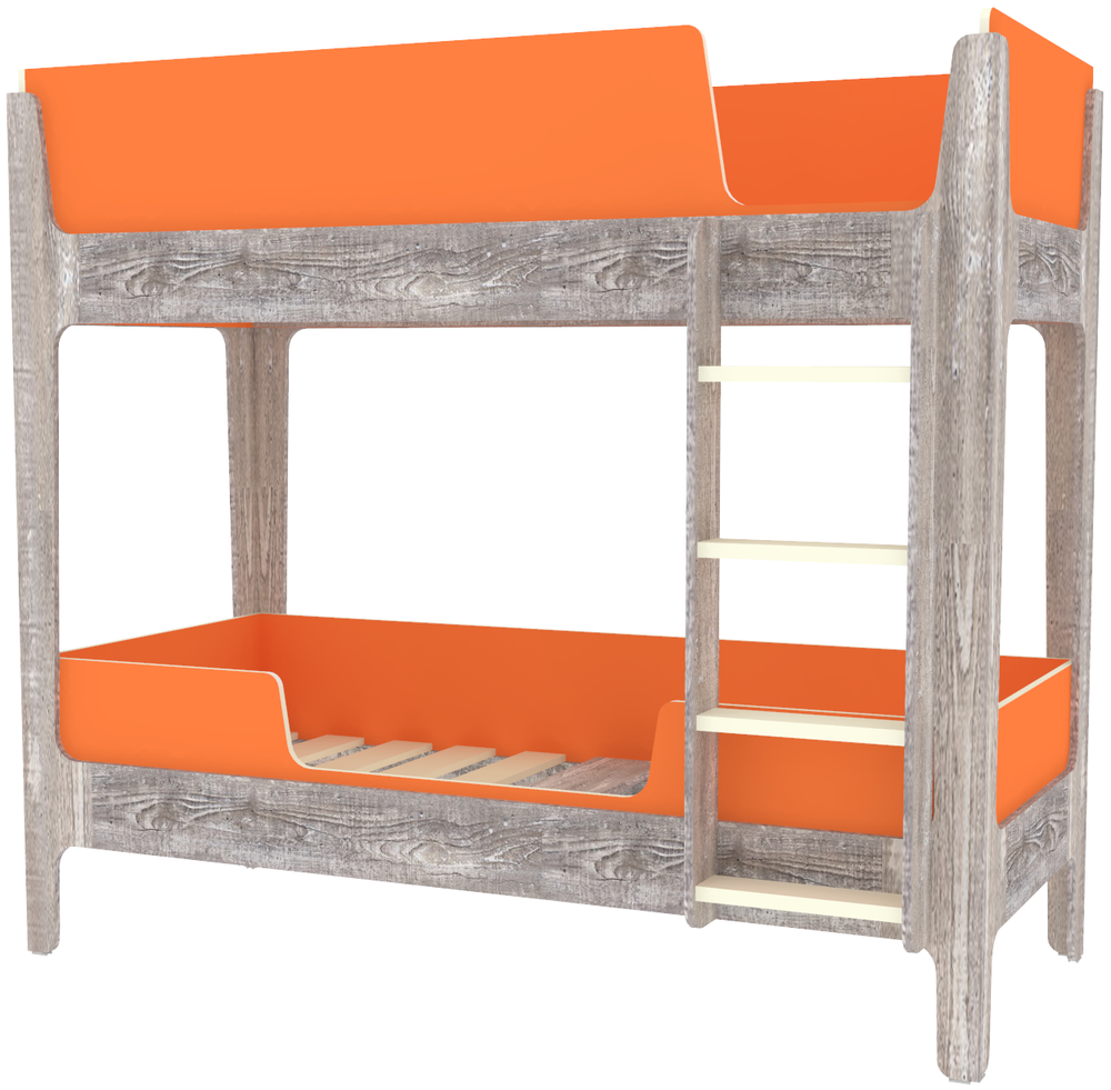 Кровать двухъярусная КарИВи Лотос Бетон Оранжевый